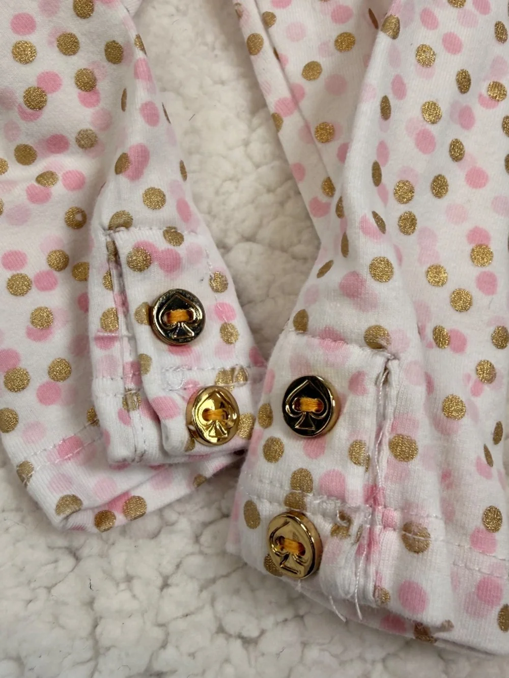 Baby Girl Pink & Gold Metallic Polka Dot Cotton Leggings 6M - Picture 3 of 4